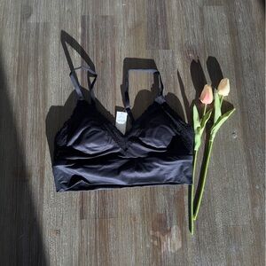 Aerie Black Lace Trim Padded Bralette - Size Small - NWT